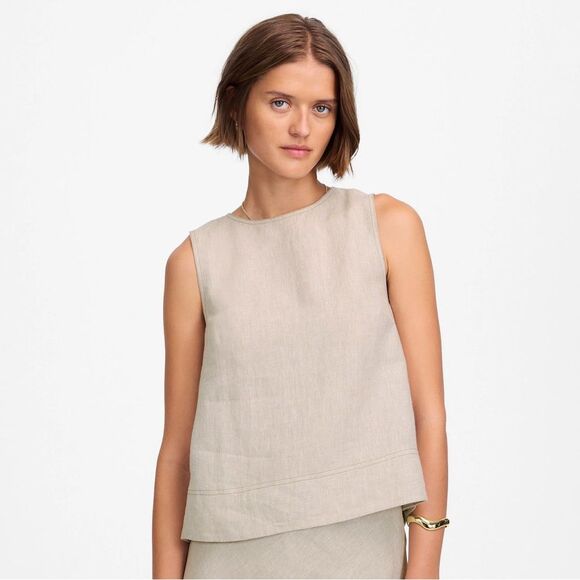 Madewell Linen Pleated Shell Top Size XS in Oat - Picture 1 of 9